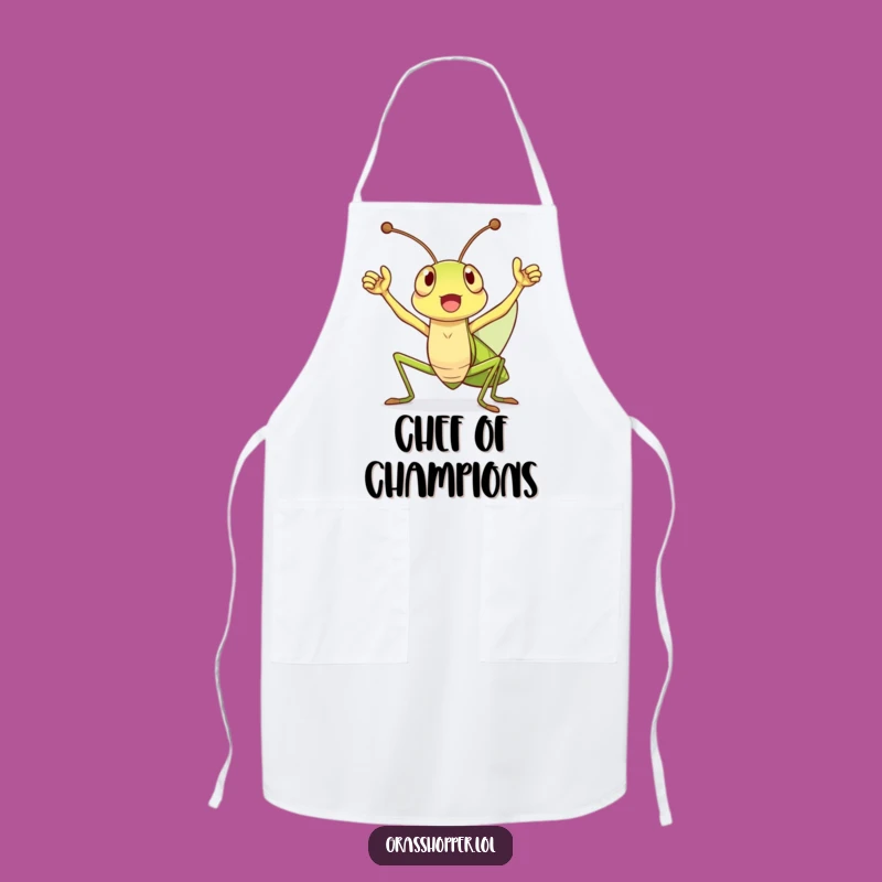 Funny Grasshopper Victory Cheer Apron: Cook and Celebrate with Enthusiastic Style