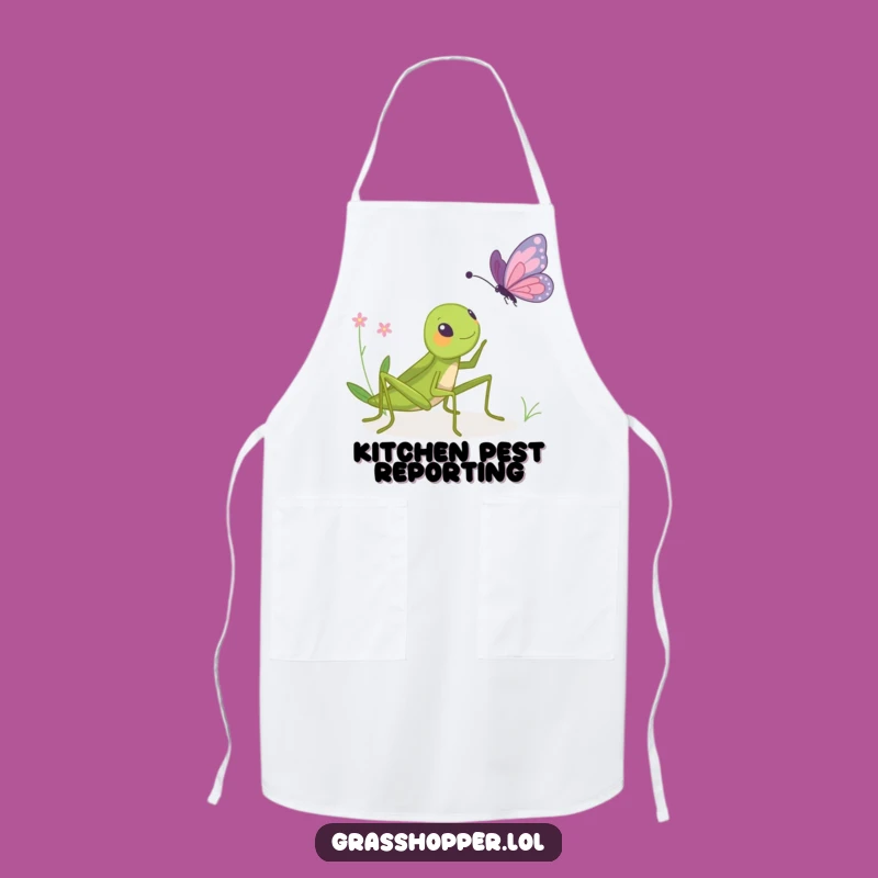 Funny Grasshopper Bopping Butterfly Apron - Chef's Hilarious Kitchen Style Gift!