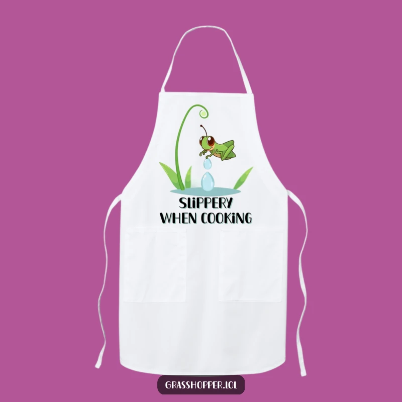 Funny Grasshopper Dewdrop Slide Apron: Cook Up Some Laughs in the Kitchen
