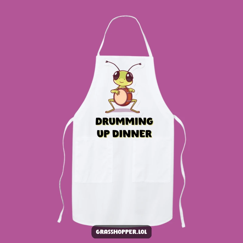 Funny Grasshopper Drummer Apron - Rhythmic Kitchen & Music Gift