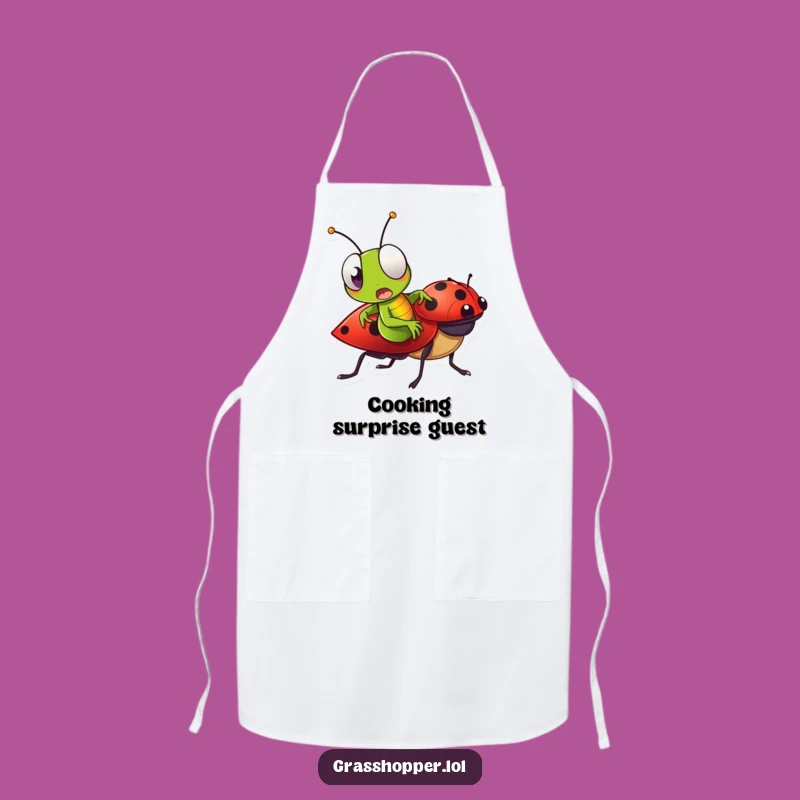 Funny Grasshopper Ladybug Ride Apron - Surprised Insect Chef Wear
