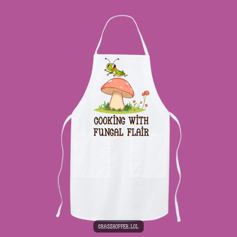 Funny Grasshopper Mushroom Jump Apron - Hilarious Jumping Insect Chef Wear