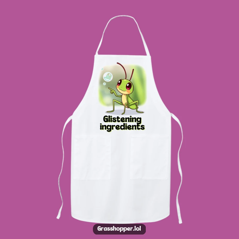 Funny Excited Grasshopper Apron: Outdoor Discovery Humor, Perfect Gift