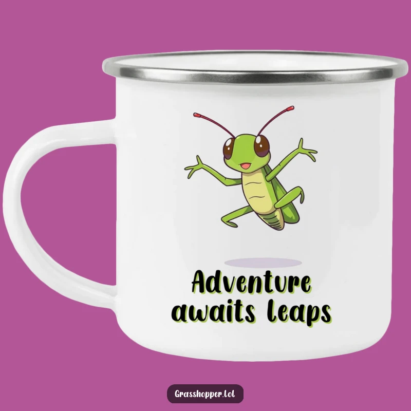 Funny Grasshopper Camping Mug: Adventure with a Dramatic Jump!