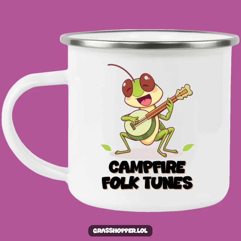 Funny Grasshopper Banjo Camping Mug: Campfire Tunes!