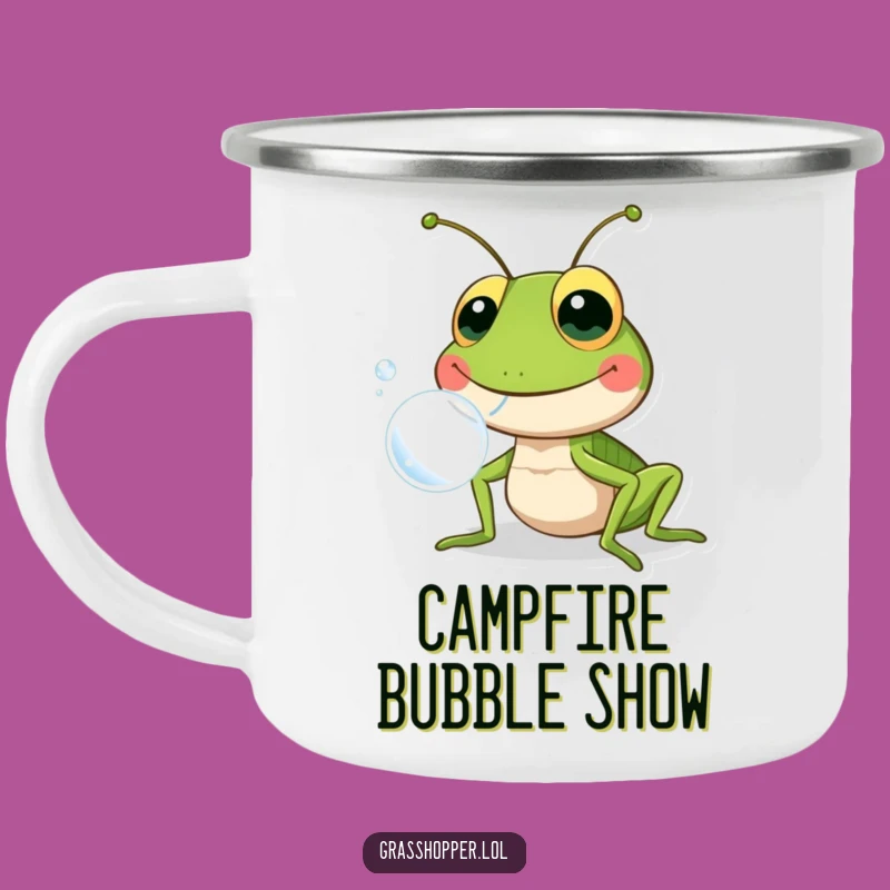 Funny Grasshopper Bubble Blowing Camping Mug: Adventure Fuel with a Cheerful Pop