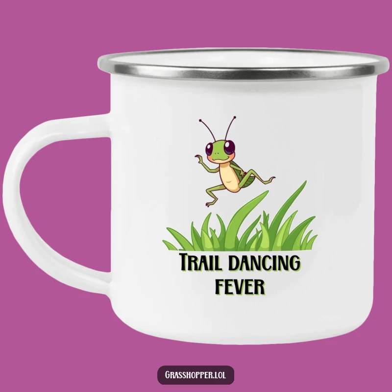 Funny Grasshopper Dancing Camping Mug: Energetic Campfire Fun!