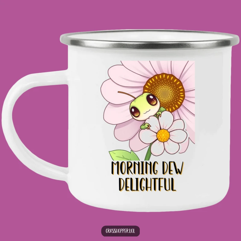 Funny Grasshopper Camping Mug - Playful Outdoor Adventure Tin Mug, Humorous Gift