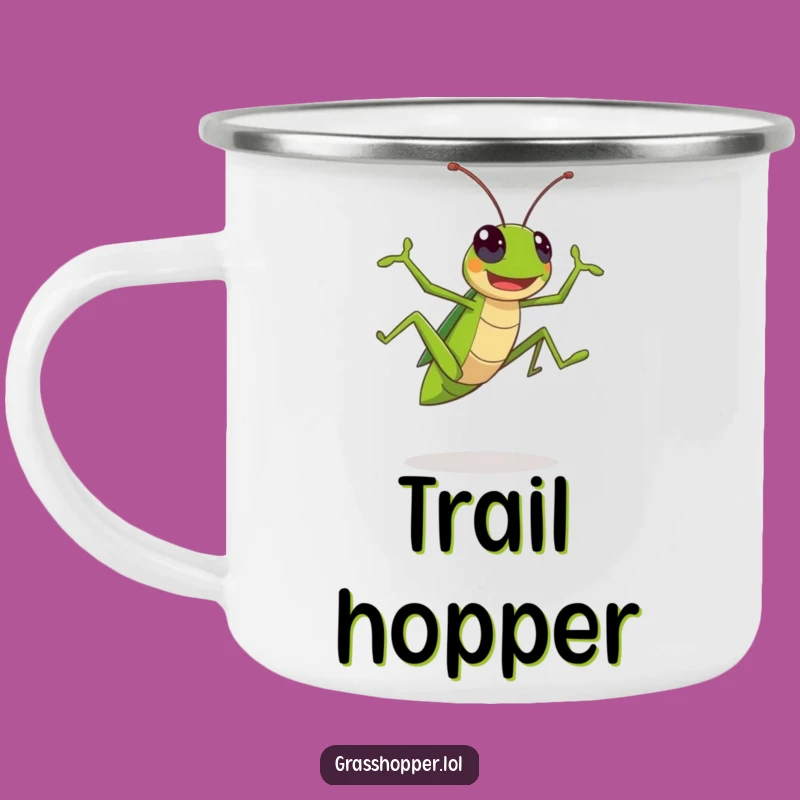 Funny Kawaii Grasshopper Camping Mug: Leaping Insect Adventure Gift!