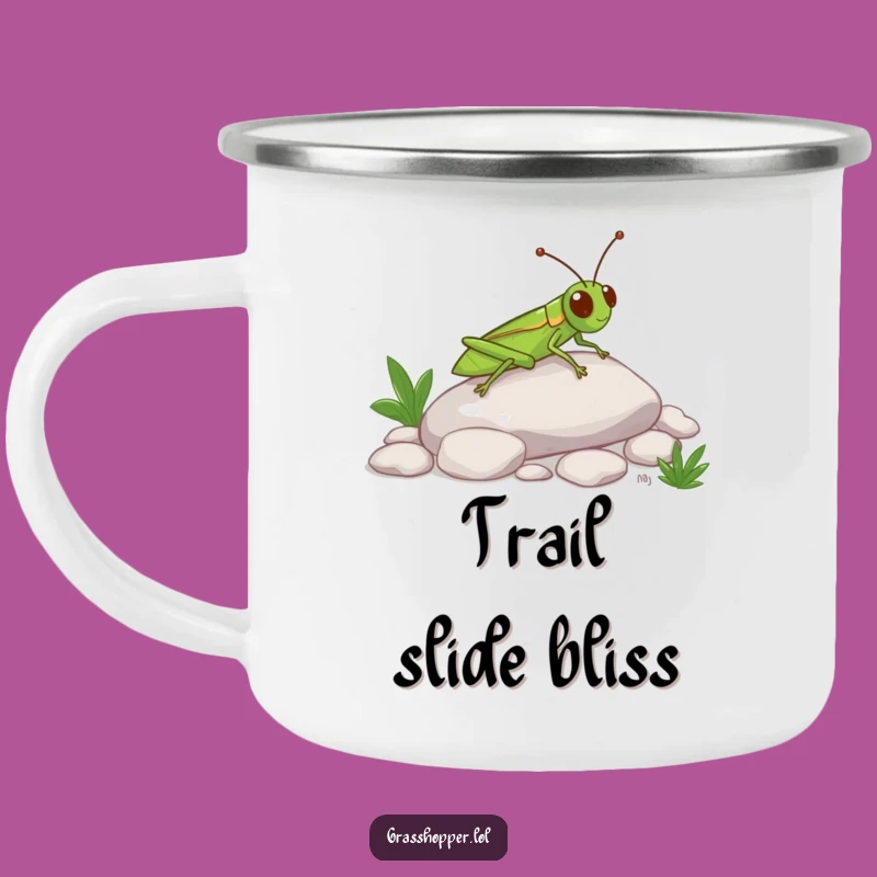 Funny Grasshopper Slide Camping Mug: Happy Insect Outdoor Cup, Perfect Funny Gift