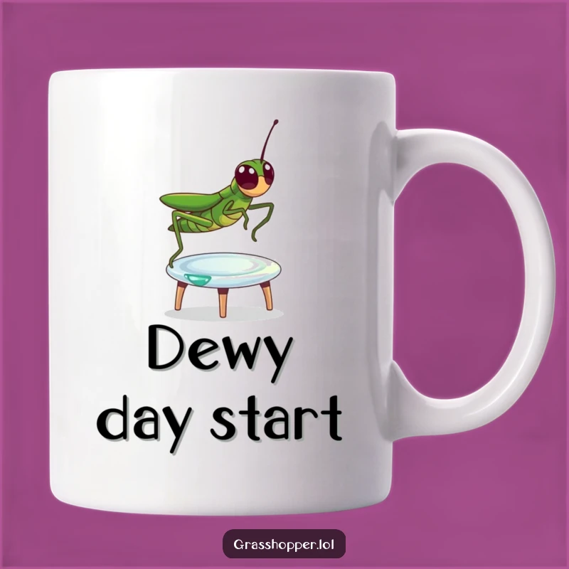 Funny Grasshopper Dewdrop Trampoline Mug: A Joyful Bounce in Every Sip