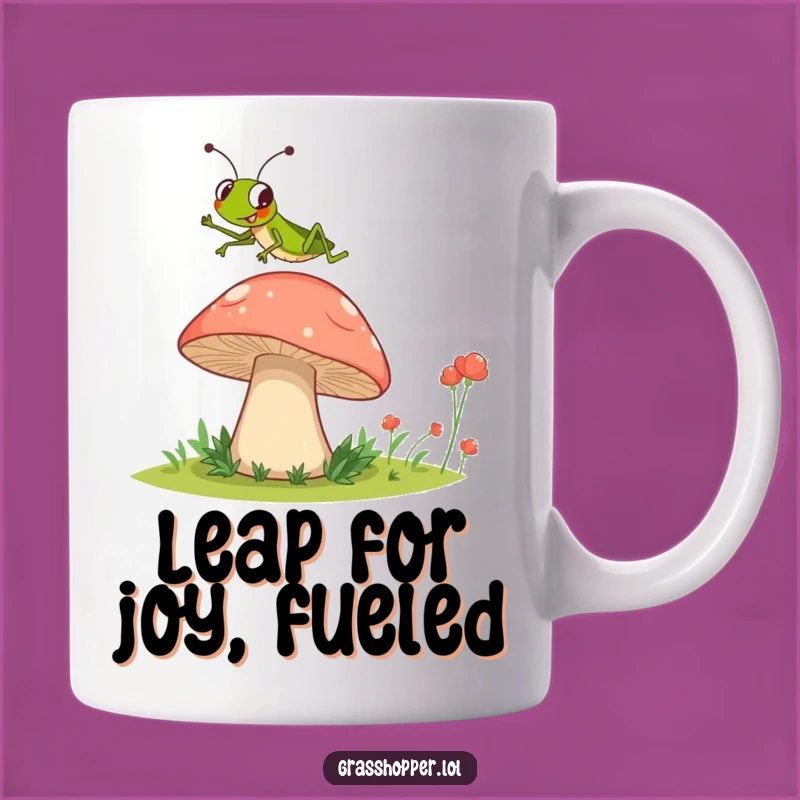 Funny Grasshopper Mushroom Jump Mug - Hilarious Jumping Insect Gift