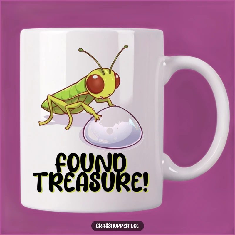 Funny Grasshopper Pebble Mug: Curious Insect Art, Perfect Funny Gift