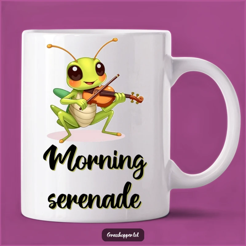 Funny Grasshopper Violin Mug - Humorous Musician Gift for String Players