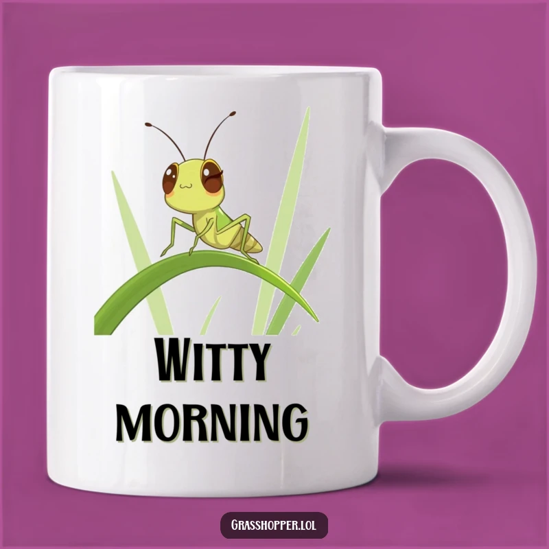 Funny Winking Grasshopper Mug: Cool Insect Gift for Smug Mornings!