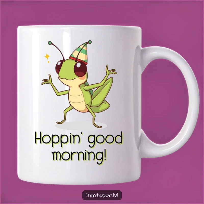 Funny Kawaii Grasshopper Dance Mug - Happy Celebratory Gift