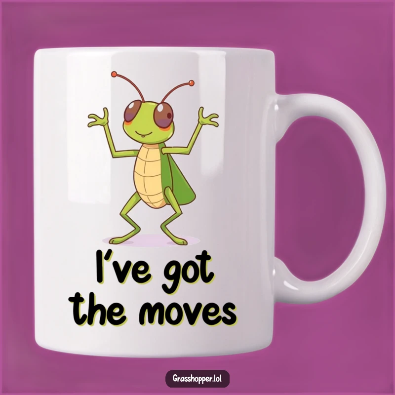 Funny Dancing Grasshopper Mug: Celebration Humor, Perfect Joyful Gift