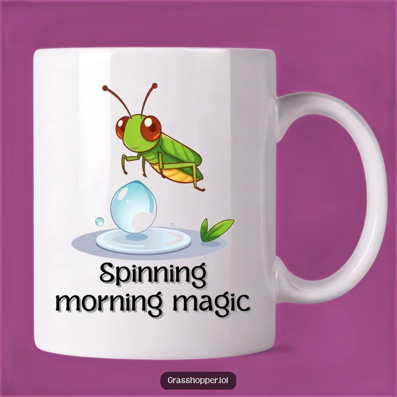 Funny Grasshopper Dewdrop Spin Mug - Whimsical Insect Fun Gift