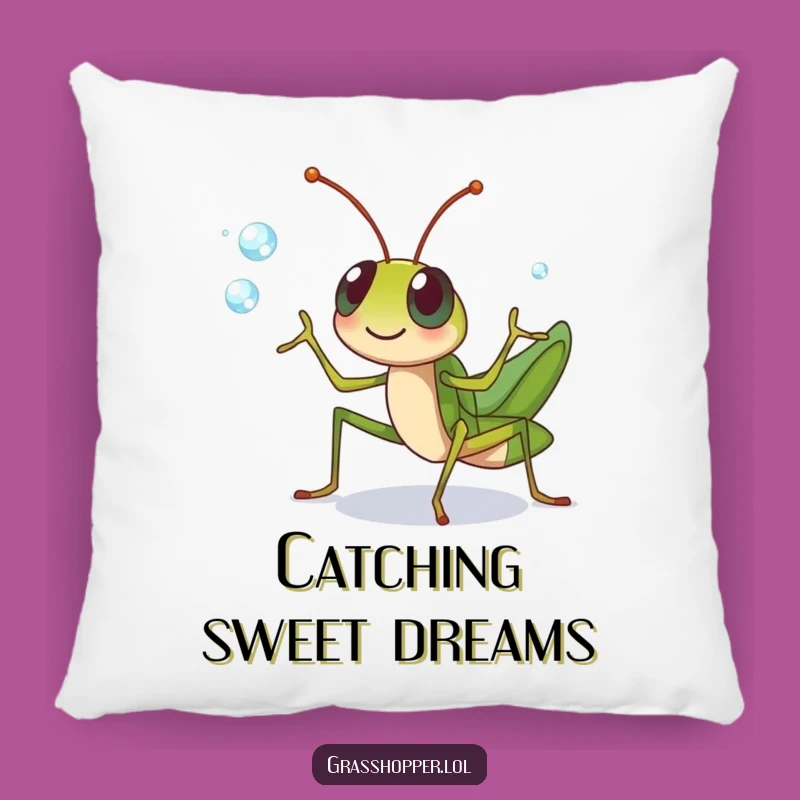 Cozy Funny Grasshopper Juggling Pillow: Dewdrop Comfort!