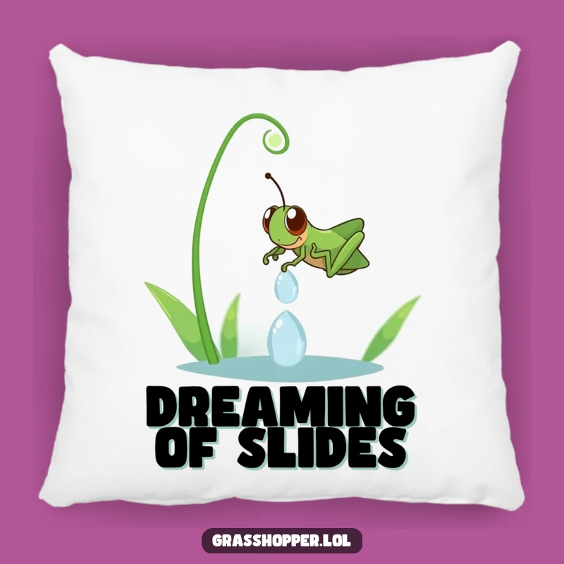 Funny Grasshopper Dewdrop Slide Pillow: Comfy Cuddles with a Hilarious Twist