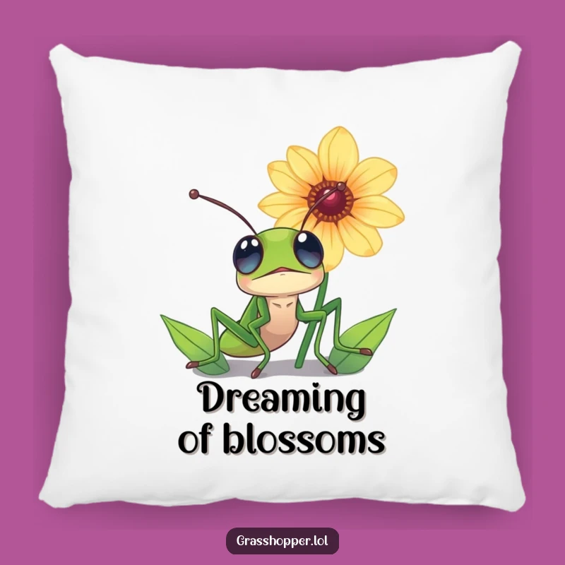 Funny Grasshopper Flower Pillow - Cozy Awe & Nature Decor