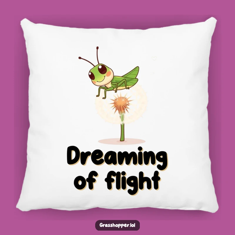 Funny Grasshopper Pillow: Bouncing Insect Dandelion, Humorous Fun Cushion