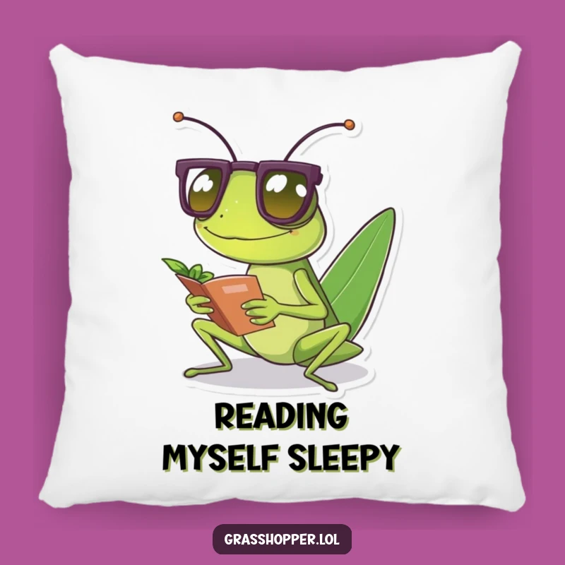 Funny Grasshopper Reader Pillow - Soft Cushion for Thinking Spaces