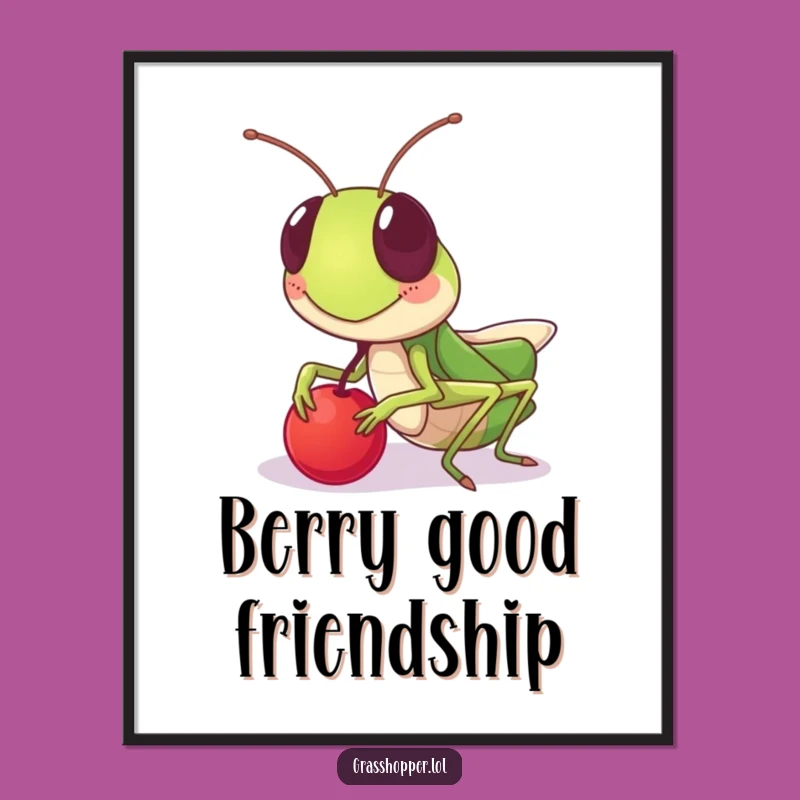 Funny Sharing Grasshopper Digital Art: Kindness Instant Print, Perfect Gift