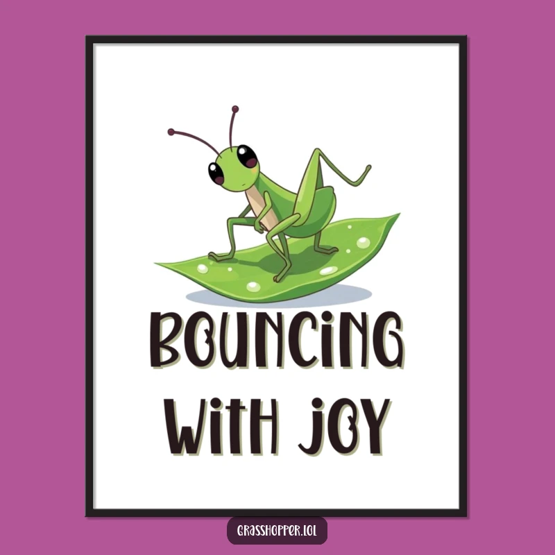 Funny Cartwheeling Grasshopper Digital Art: Bring Instant Nature's Energy to Your Space