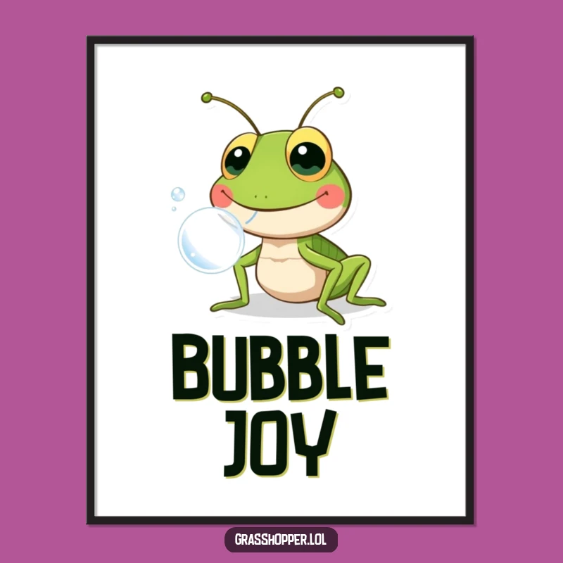 Funny Grasshopper Bubble Blowing Digital Art: Instant Cheer for Your Walls