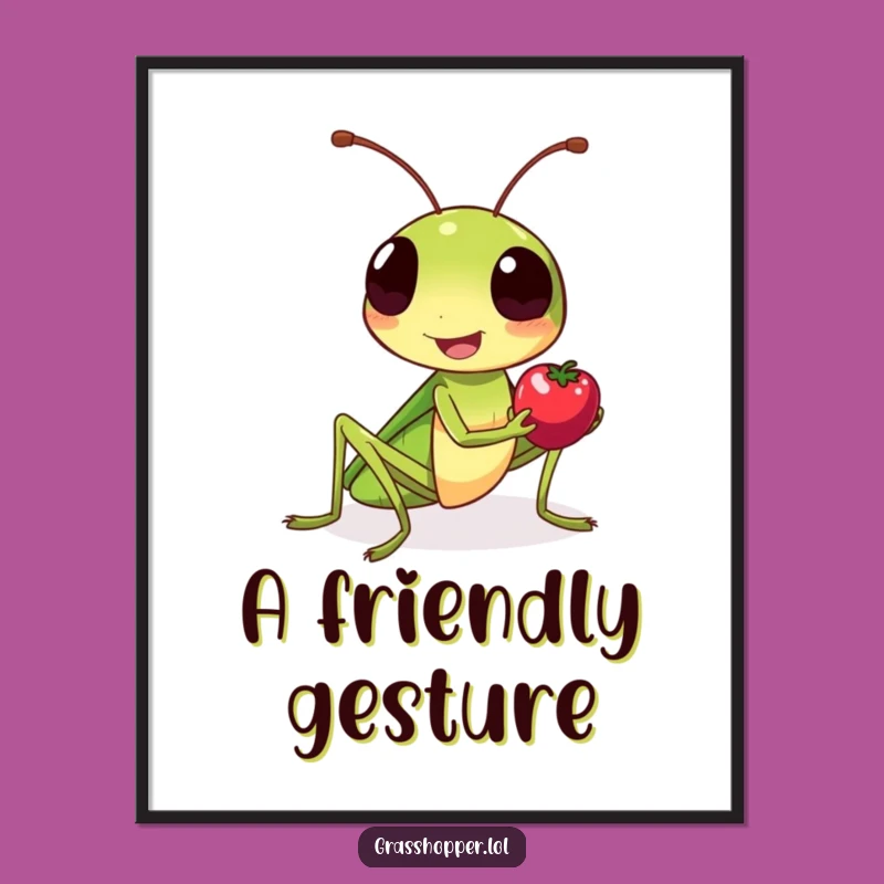 Funny Grasshopper Berry Digital Print - Instant Kind & Sweet Art