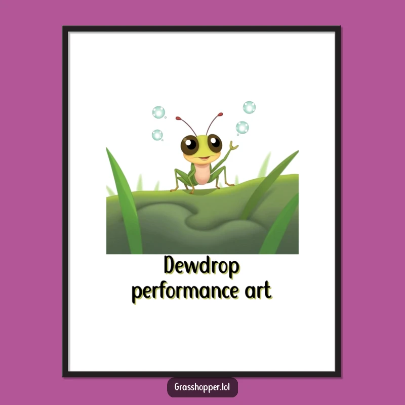 Funny Juggling Grasshopper Digital Art - Dewdrop Circus Print Gift