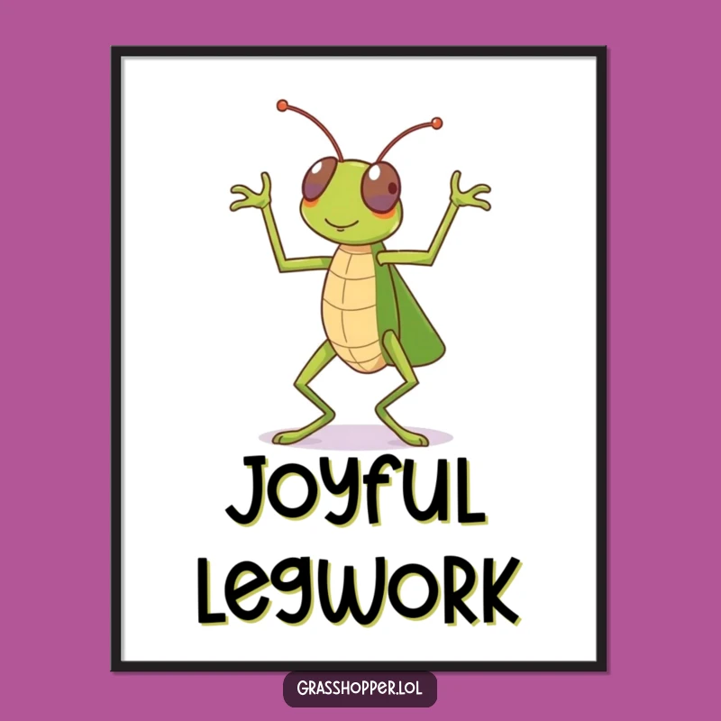 Funny Dancing Grasshopper Digital Art: Celebration Instant Print, Perfect Gift
