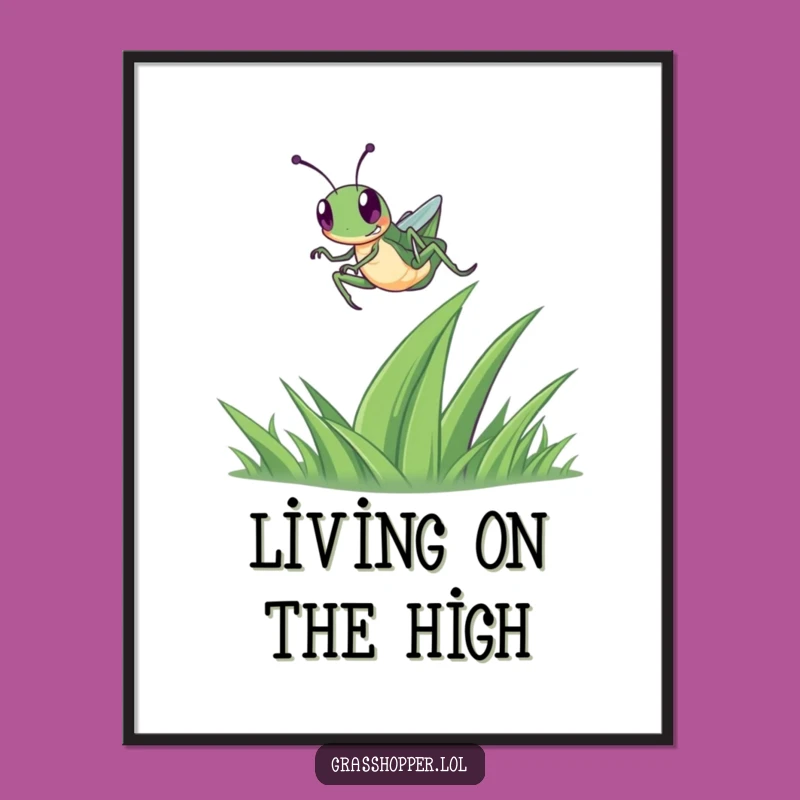 Funny Grasshopper Digital Art: Happy Leap Over Grass Download