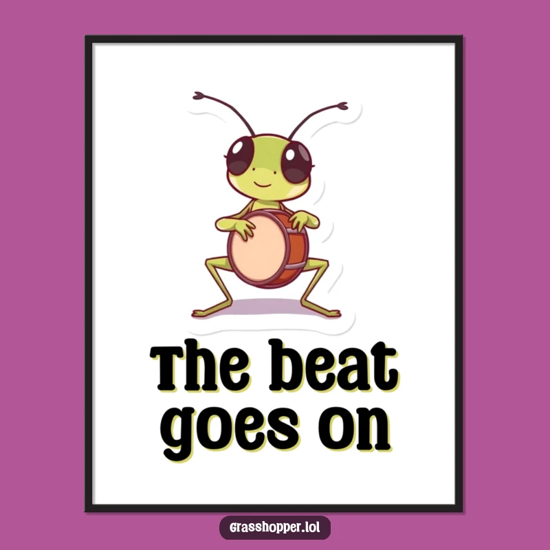 Funny Grasshopper Drummer Digital Print - Instant Rhythmic Art