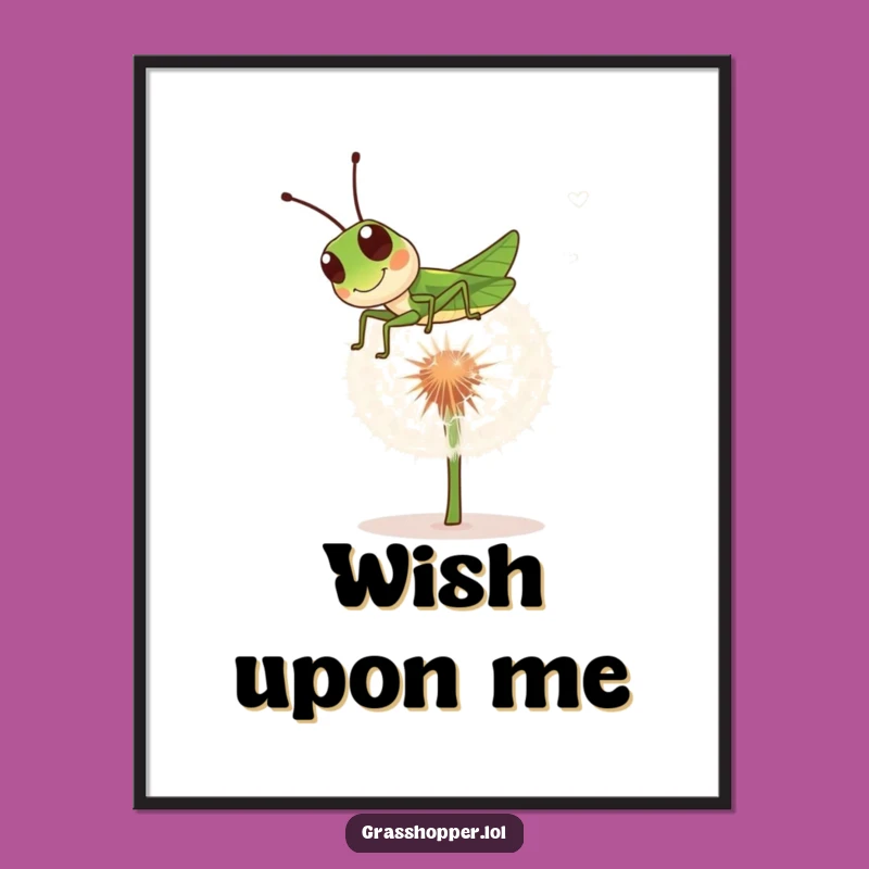Funny Grasshopper Digital Art Print: Bouncing Insect Decor
