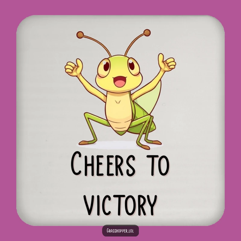 Funny Grasshopper Victory Cheer Coaster: Protect Surfaces with Celebratory Style