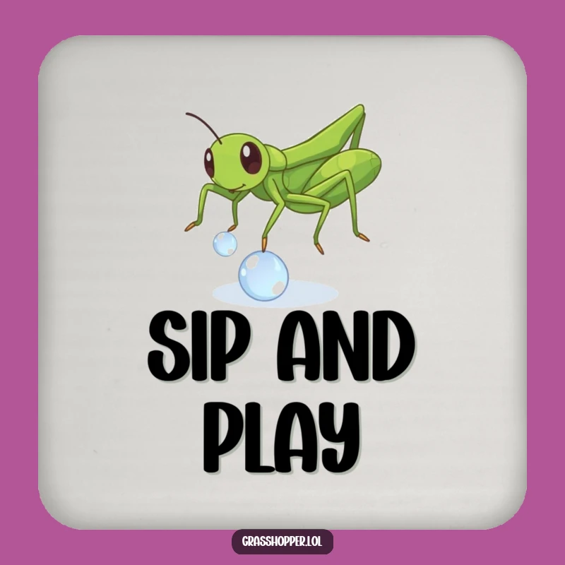 Funny Grasshopper Dewdrop Coaster: Playful Insect Drink Protection Gift!