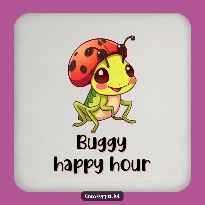 Funny Grasshopper Ladybug Hat Coaster - Cute Surface Saver Gift