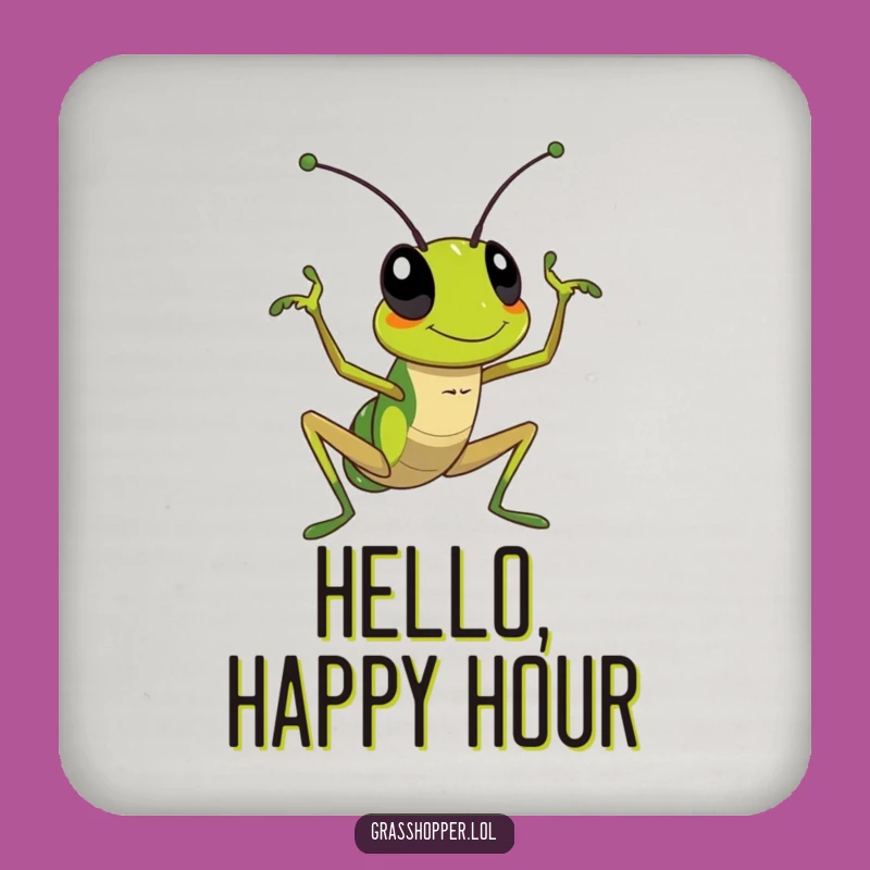Funny Waving Grasshopper Coaster Set: Welcome Guests with Cheerful Humor