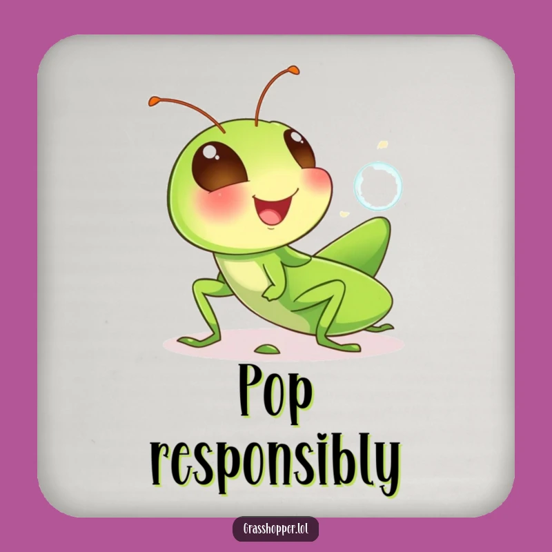 Funny Grasshopper Drink Coaster: Giggle Insect Table Protector, Humorous Home Decor, Perfect Funny Gift