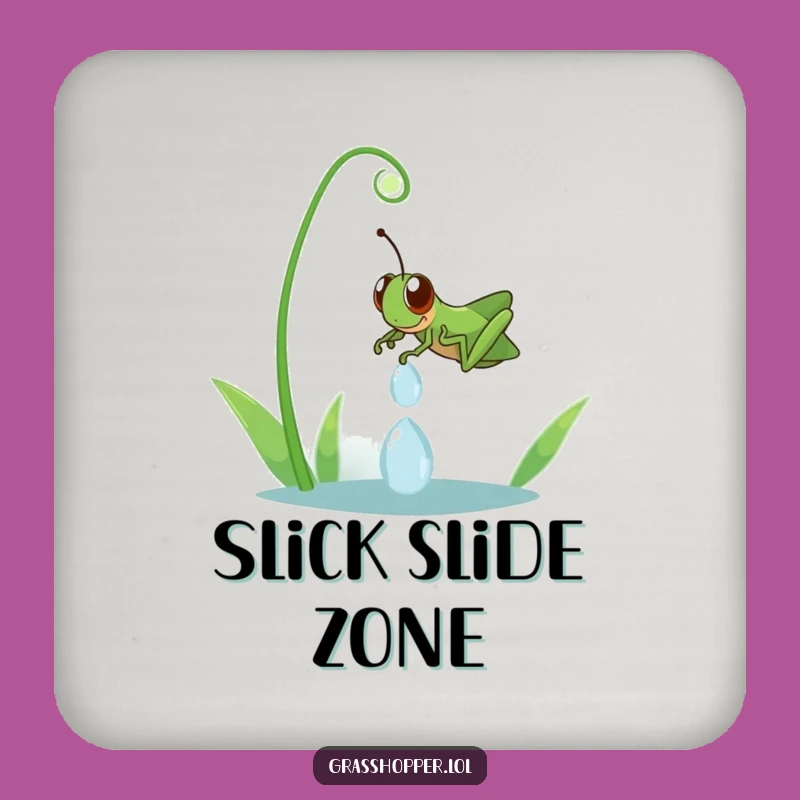 Funny Grasshopper Dewdrop Slide Drink Coaster: Protect Surfaces with a Smile