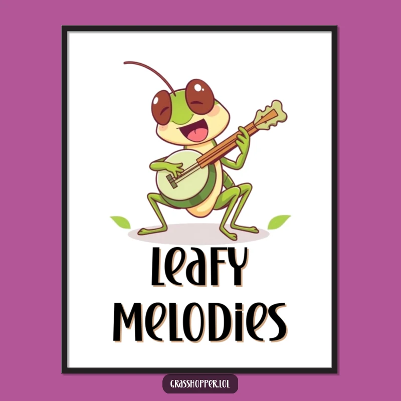 Funny Grasshopper Banjo Poster: Excited Tunes for Your Walls!