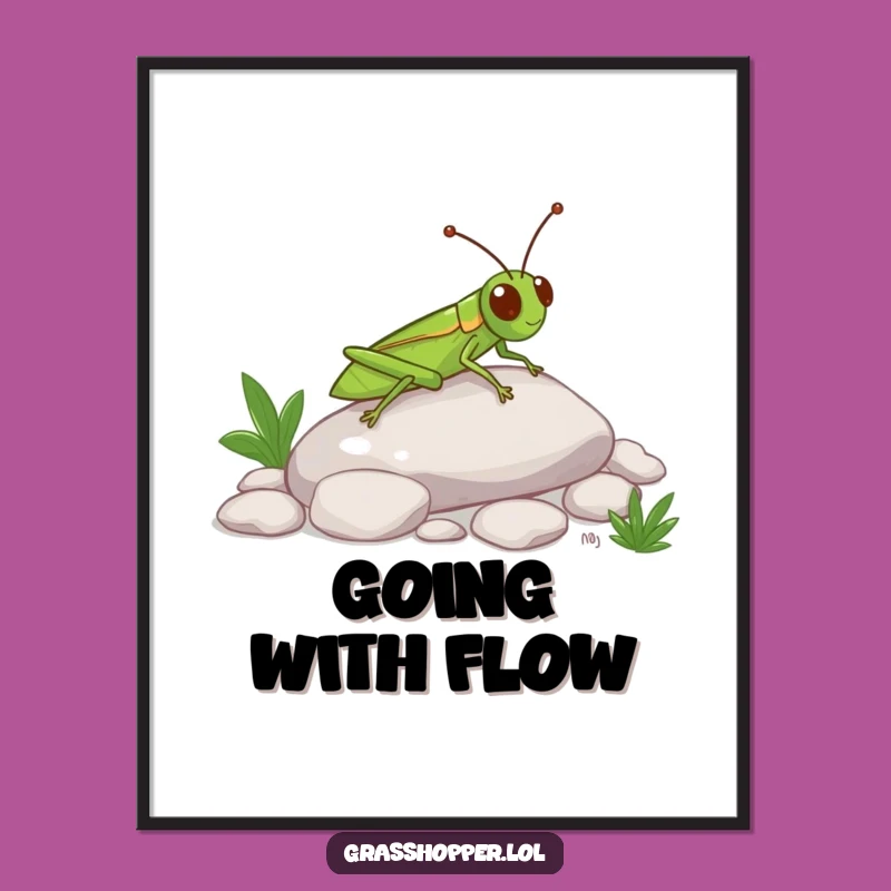 Funny Grasshopper Slide Poster: Happy Insect Art, Perfect Funny Gift