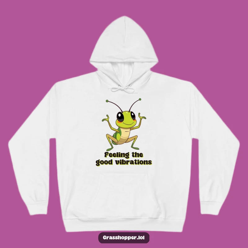 Funny Waving Grasshopper Hoodie: Stay Cozy and Friendly with this Humorous Design