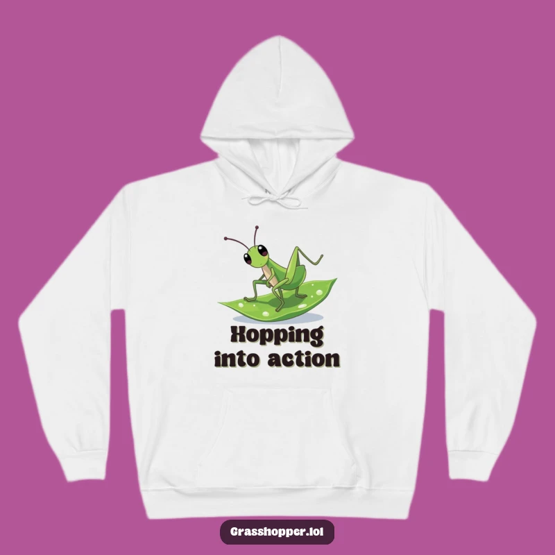 Funny Cartwheeling Grasshopper Hoodie: Stay Cozy and Energetic with this Humorous Design
