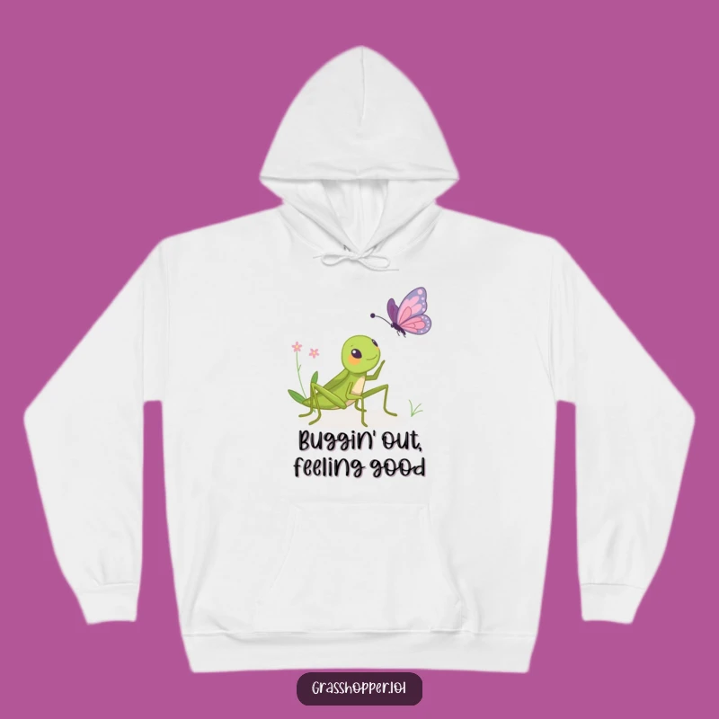 Funny Grasshopper Bopping Butterfly Hoodie - Cozy & Comical Gift!