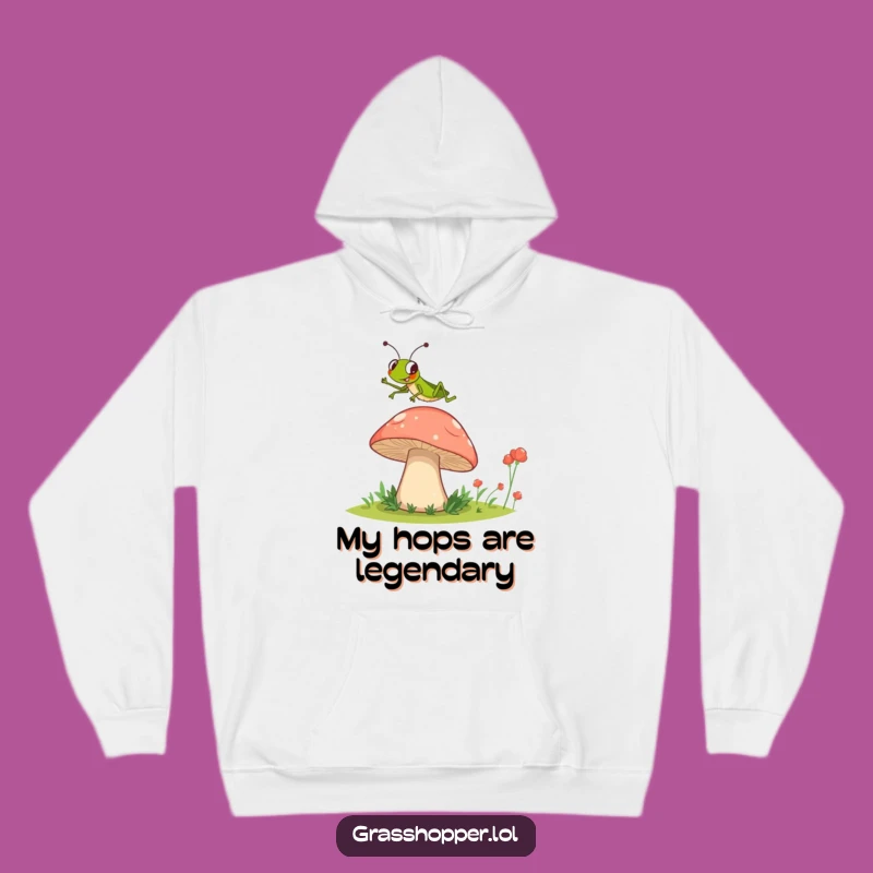 Funny Grasshopper Mushroom Jump Hoodie - Cozy Jumping Insect Sweatshirt