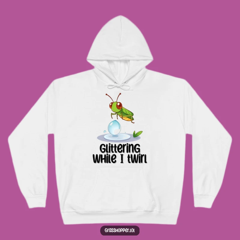 Funny Grasshopper Dewdrop Spin Hoodie - Cozy Insect Spinning Sweatshirt