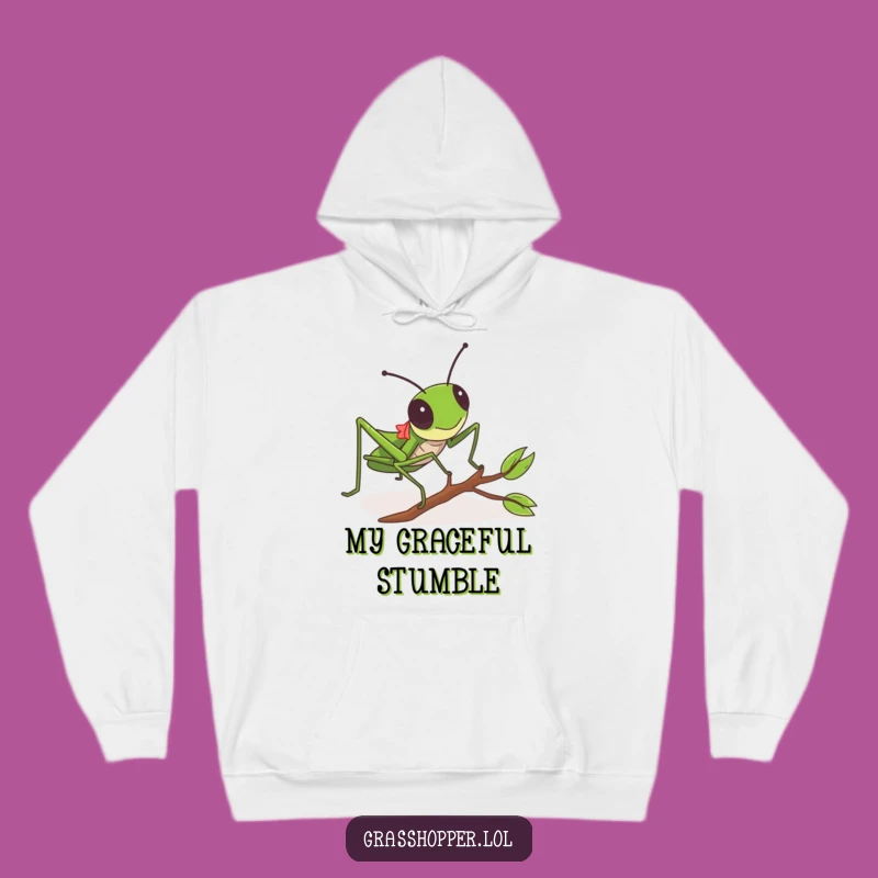 Funny Grasshopper Tripping Hoodie - Cozy Clumsy Insect Sweatshirt